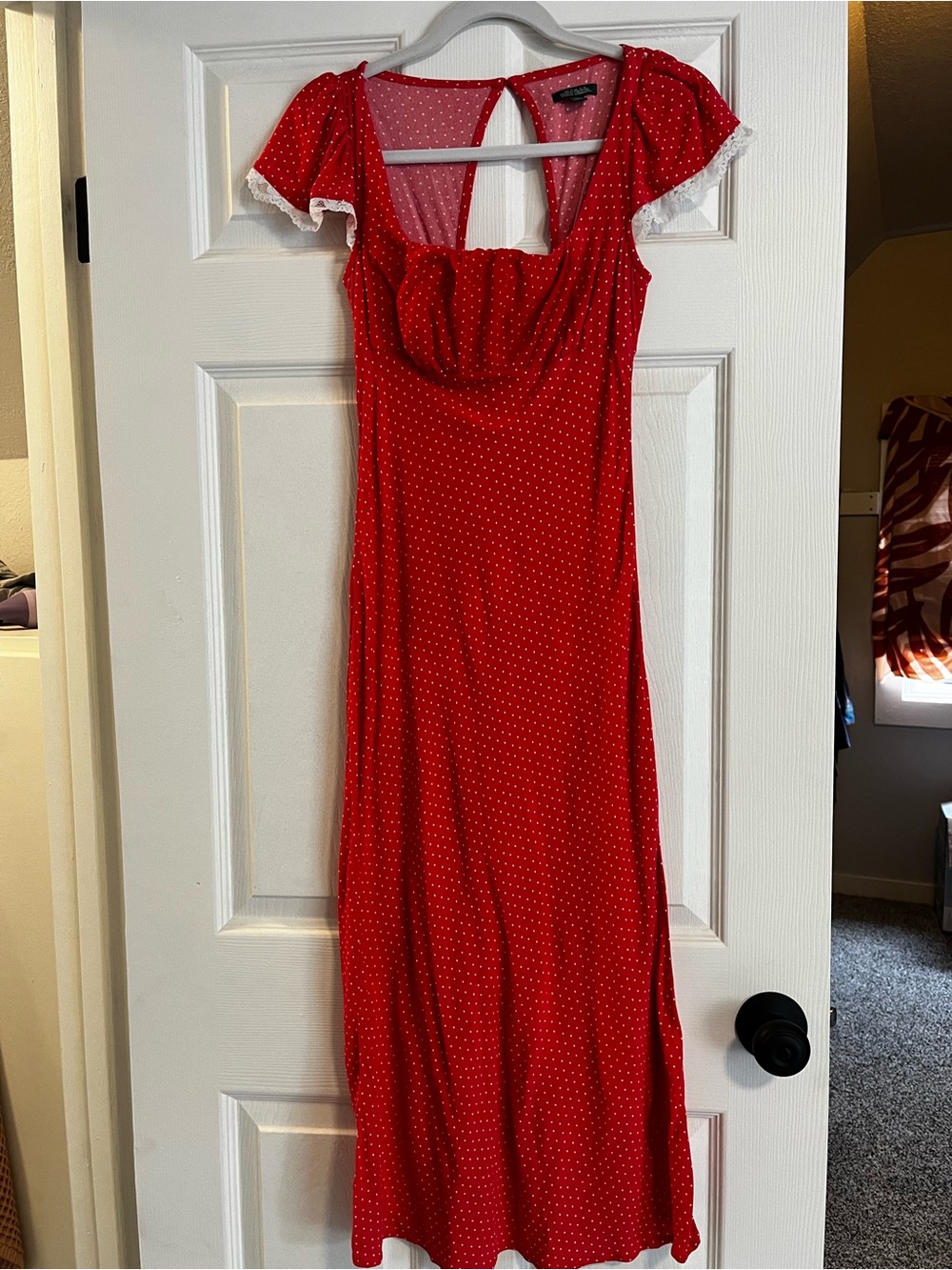 wild fable Red Polka Dot Maxi Dress with Puff Sleeves
